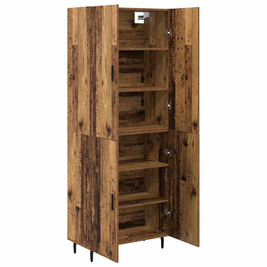 Hoge kast Oud Hout 69,5 x 34 x 180 cm Geengineerd Hout en Glas