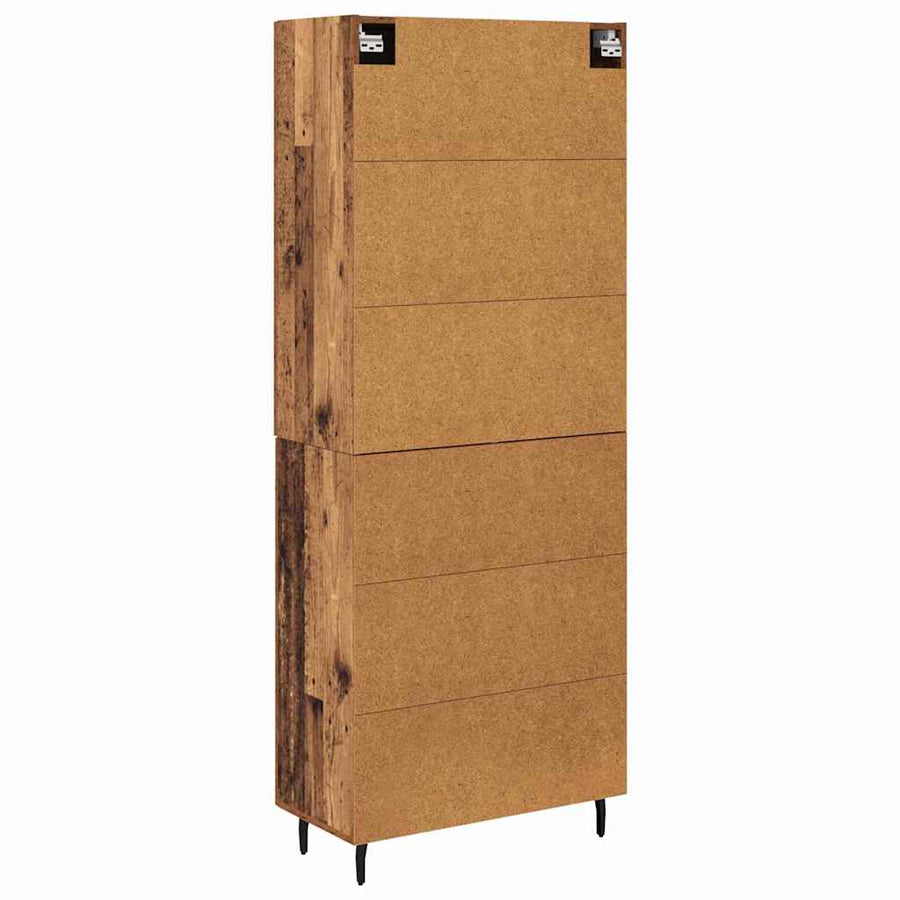 Hoge kast Oud Hout 69,5 x 34 x 180 cm Geengineerd Hout en Glas