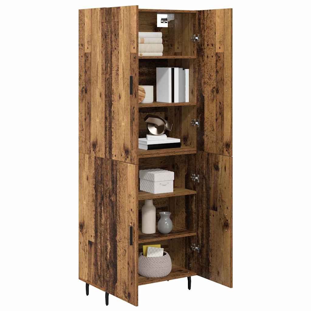 Hoge kast Oud Hout 69,5 x 34 x 180 cm Geengineerd Hout en Glas