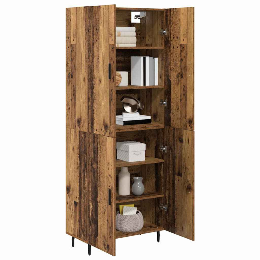 Hoge kast Oud Hout 69,5 x 34 x 180 cm Geengineerd Hout en Glas