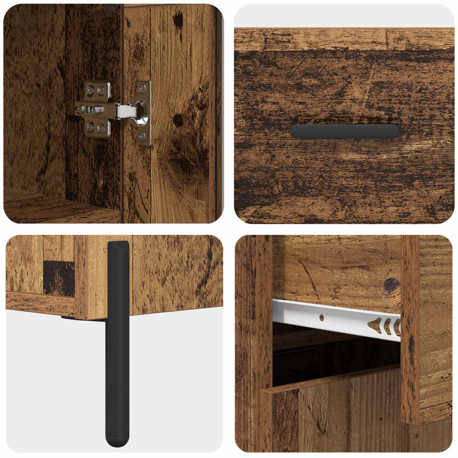 Highboard met lade Oud Hout 69,5 x 34 x 180 cm Bewerkt hout