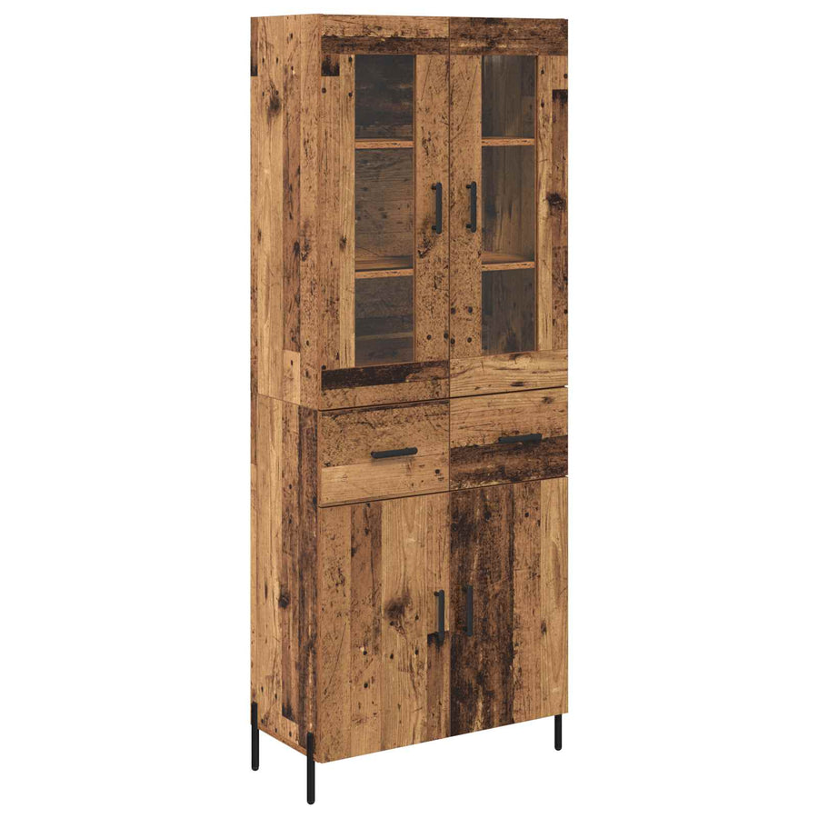 Highboard met lade Oud Hout 69,5 x 34 x 180 cm Bewerkt hout