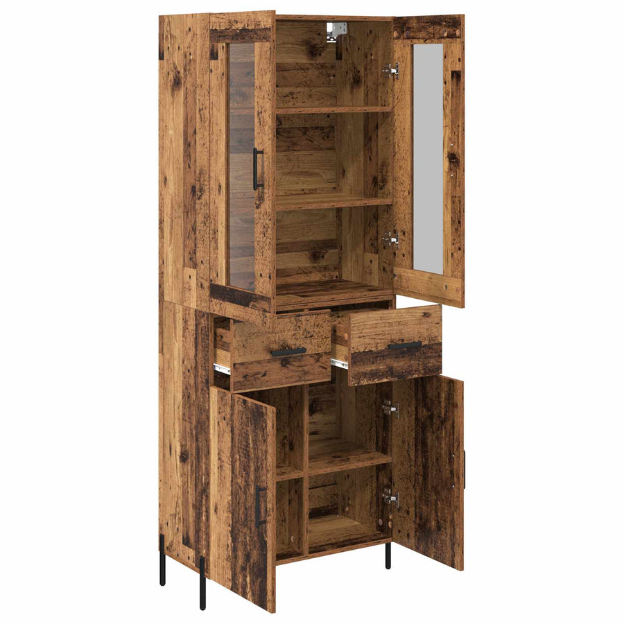 Highboard met lade Oud Hout 69,5 x 34 x 180 cm Bewerkt hout