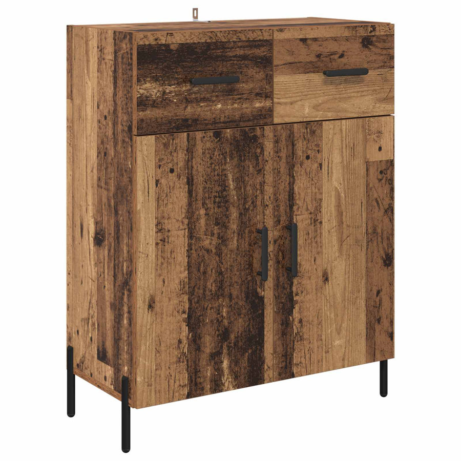 Highboard met lade Oud Hout 69,5 x 34 x 180 cm Bewerkt hout