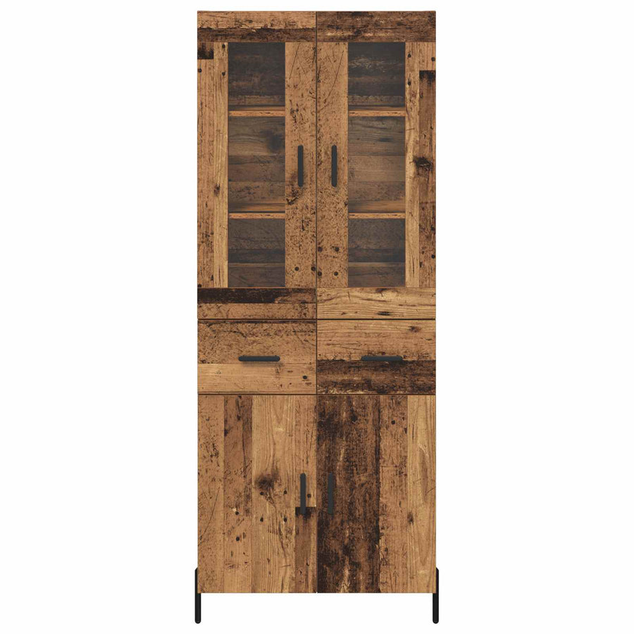 Highboard met lade Oud Hout 69,5 x 34 x 180 cm Bewerkt hout