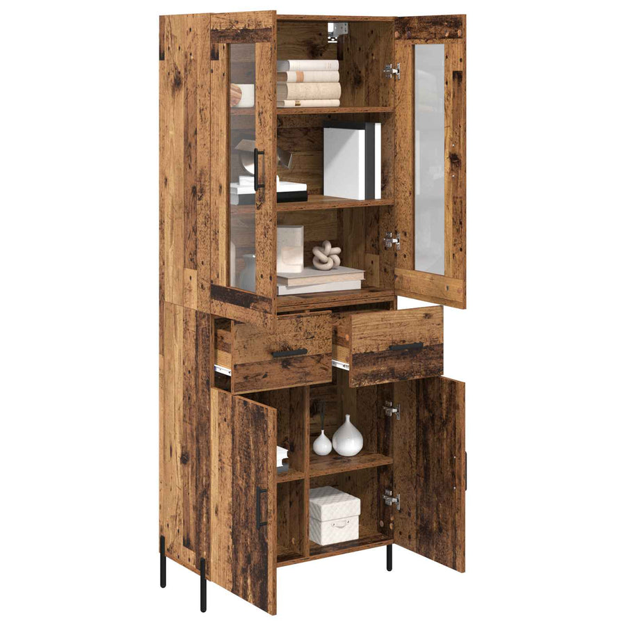 Highboard met lade Oud Hout 69,5 x 34 x 180 cm Bewerkt hout
