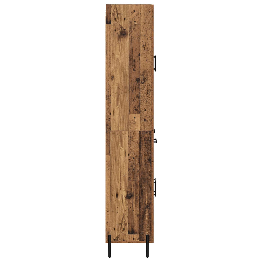 Highboard met lade Oud Hout 69,5 x 34 x 180 cm Bewerkt hout