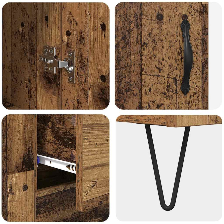 Hoge kast met lade Oud Hout 69,5 x 32,5 x 180 cm Bewerkt hout