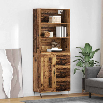 Hoge kast met lade Oud Hout 69,5 x 32,5 x 180 cm Bewerkt hout