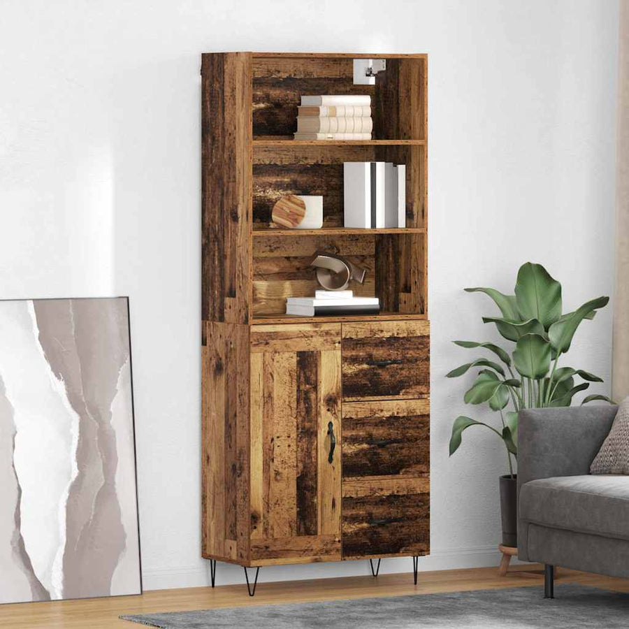 Hoge kast met lade Oud Hout 69,5 x 32,5 x 180 cm Bewerkt hout