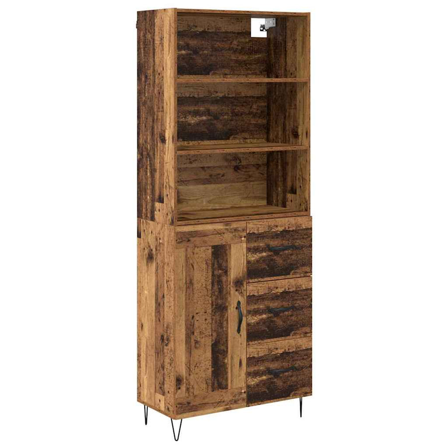 Hoge kast met lade Oud Hout 69,5 x 32,5 x 180 cm Bewerkt hout