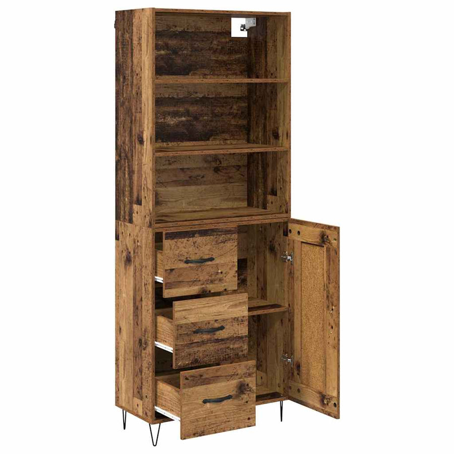 Hoge kast met lade Oud Hout 69,5 x 32,5 x 180 cm Bewerkt hout
