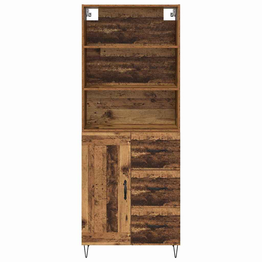 Hoge kast met lade Oud Hout 69,5 x 32,5 x 180 cm Bewerkt hout