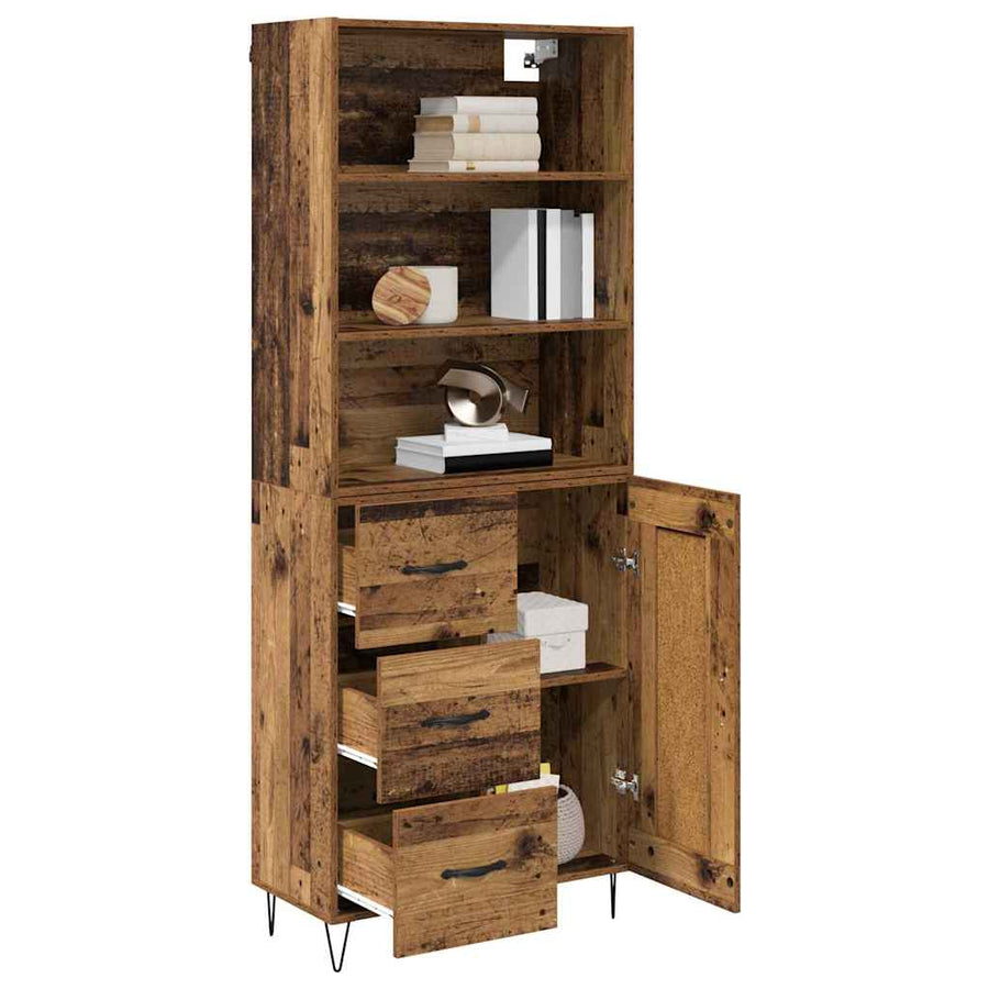 Hoge kast met lade Oud Hout 69,5 x 32,5 x 180 cm Bewerkt hout