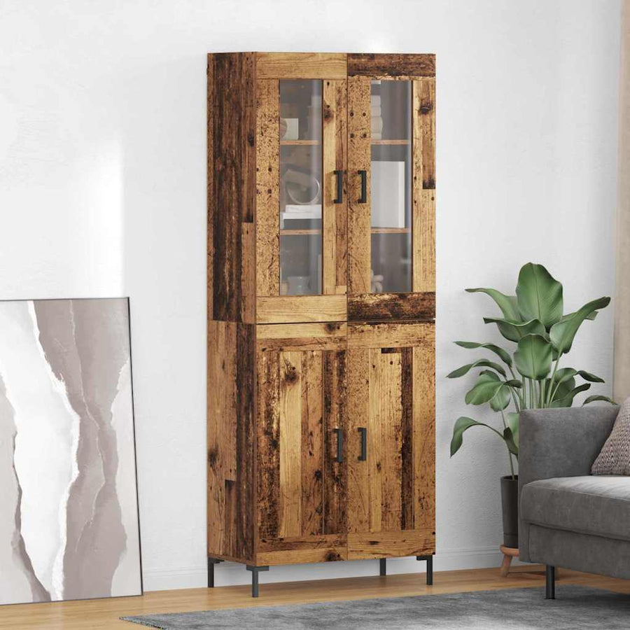 Hoge kast 2 pcs Oudhout 69,5 x 34 x 180 cm Bewerkt hout
