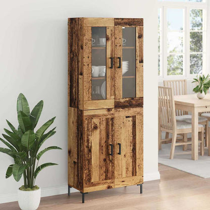 Hoge kast 2 pcs Oudhout 69,5 x 34 x 180 cm Bewerkt hout