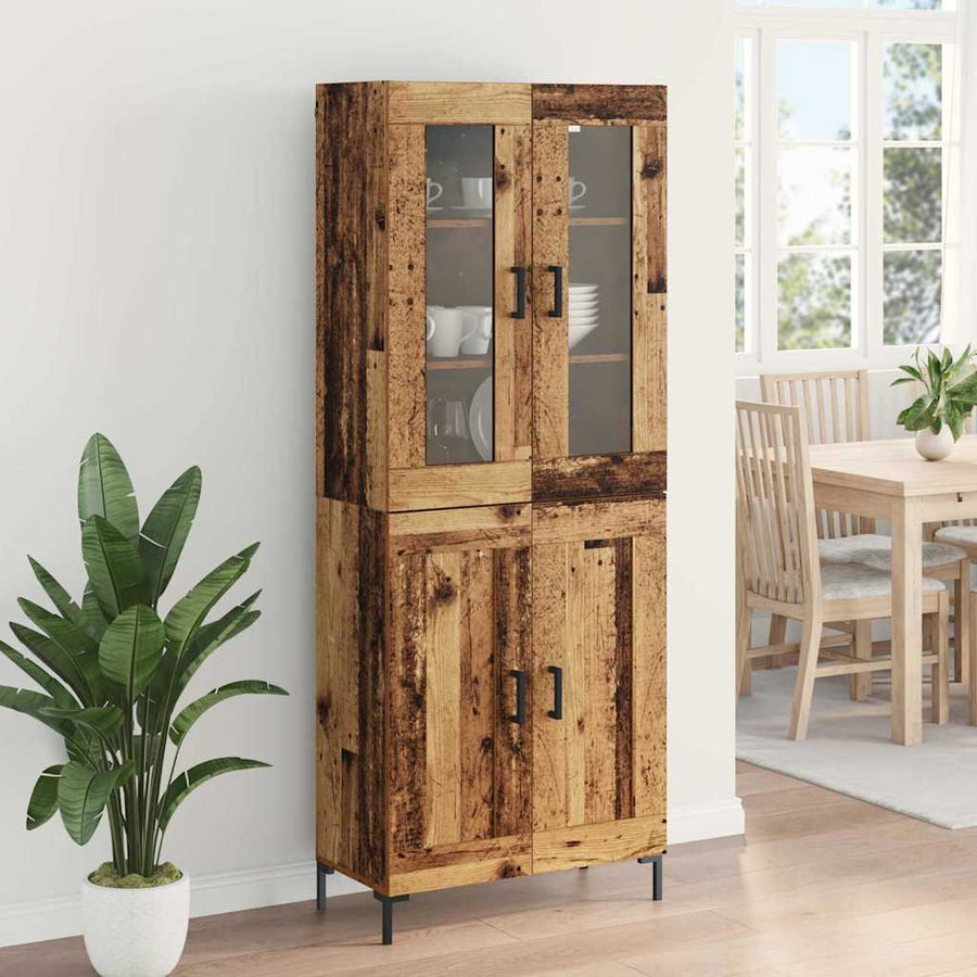 Hoge kast 2 pcs Oudhout 69,5 x 34 x 180 cm Bewerkt hout