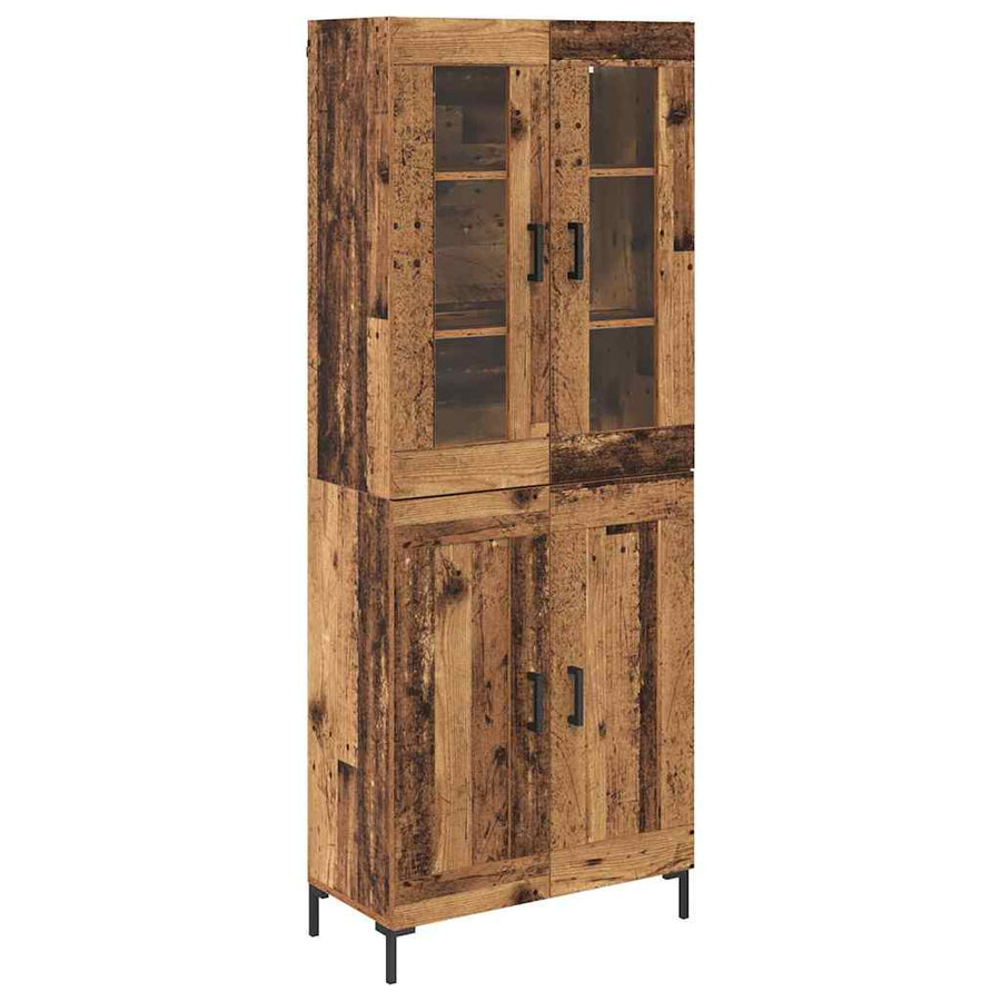 Hoge kast 2 pcs Oudhout 69,5 x 34 x 180 cm Bewerkt hout
