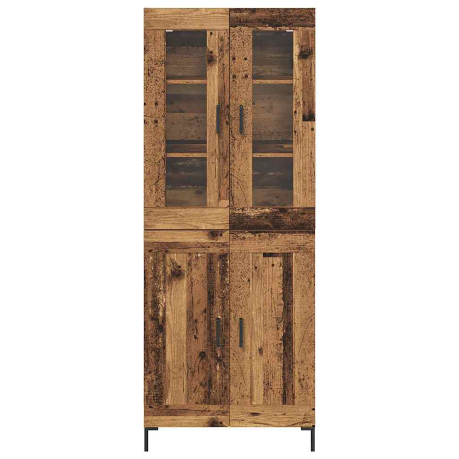 Hoge kast 2 pcs Oudhout 69,5 x 34 x 180 cm Bewerkt hout