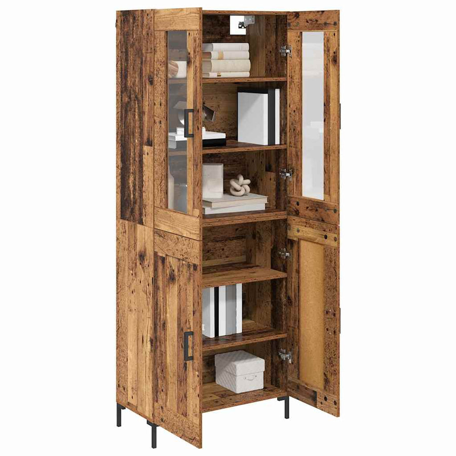 Hoge kast 2 pcs Oudhout 69,5 x 34 x 180 cm Bewerkt hout