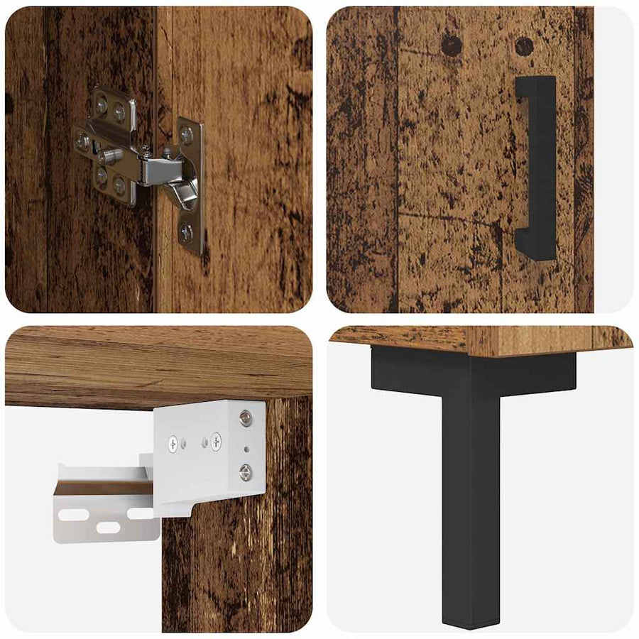 Hoge kast 2 pcs Oud Hout Bewerkt hout