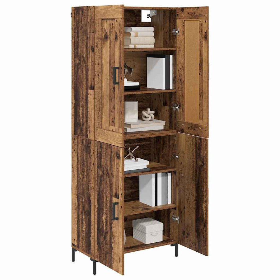 Hoge kast 2 pcs Oud Hout Bewerkt hout