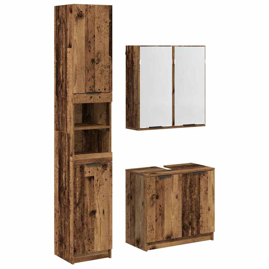 Badkamerkastenset met plank met opslag Oud Hout Bewerkt hout