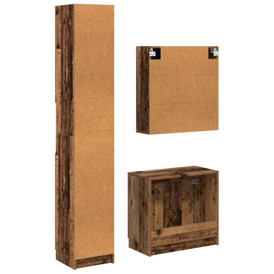 Badkamerkastenset met plank met opslag Oud Hout Bewerkt hout