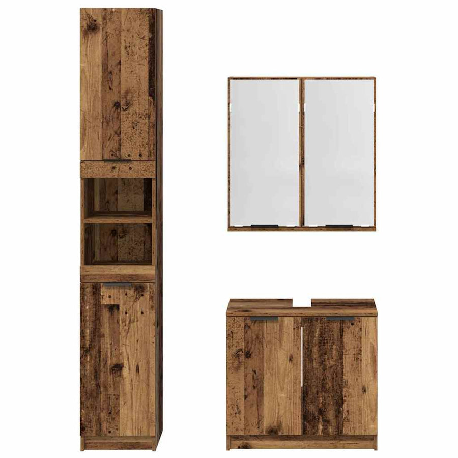Badkamerkastenset met plank met opslag Oud Hout Bewerkt hout
