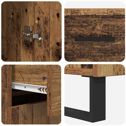 Hoge kast met lade 2 pcs Oud Hout Geengineerd Hout en Glas