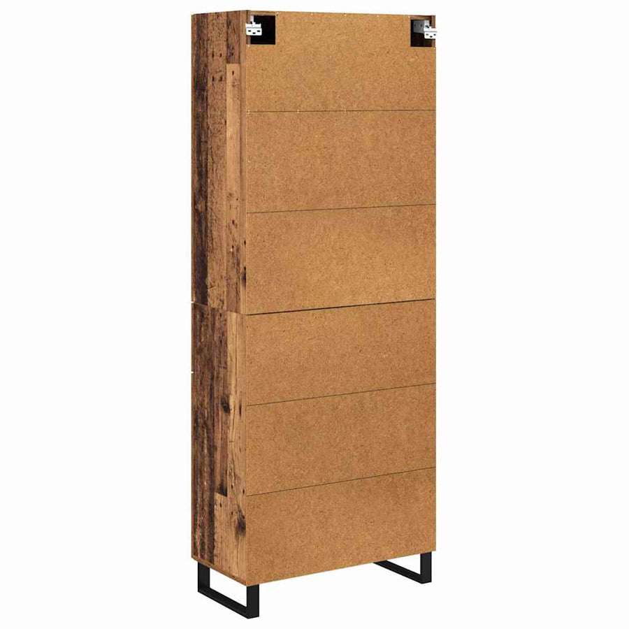 Hoge kast met lade 2 pcs Oud Hout Geengineerd Hout en Glas