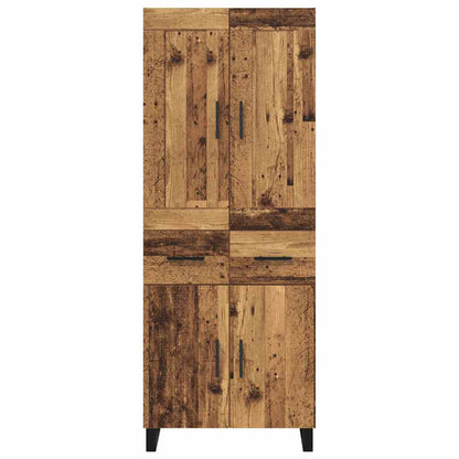 Hoge kast met lade 2 pcs Oud Hout Geengineerd Hout en Glas