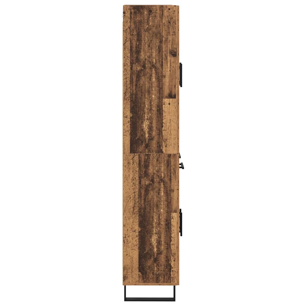 Hoge kast met lade 2 pcs Oud Hout Geengineerd Hout en Glas