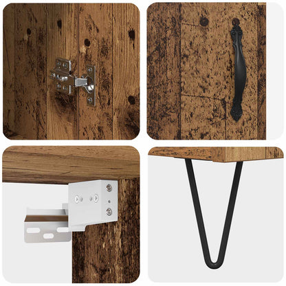 Hoge kast 2 pcs Oudhout Geëngineerd hout en glas