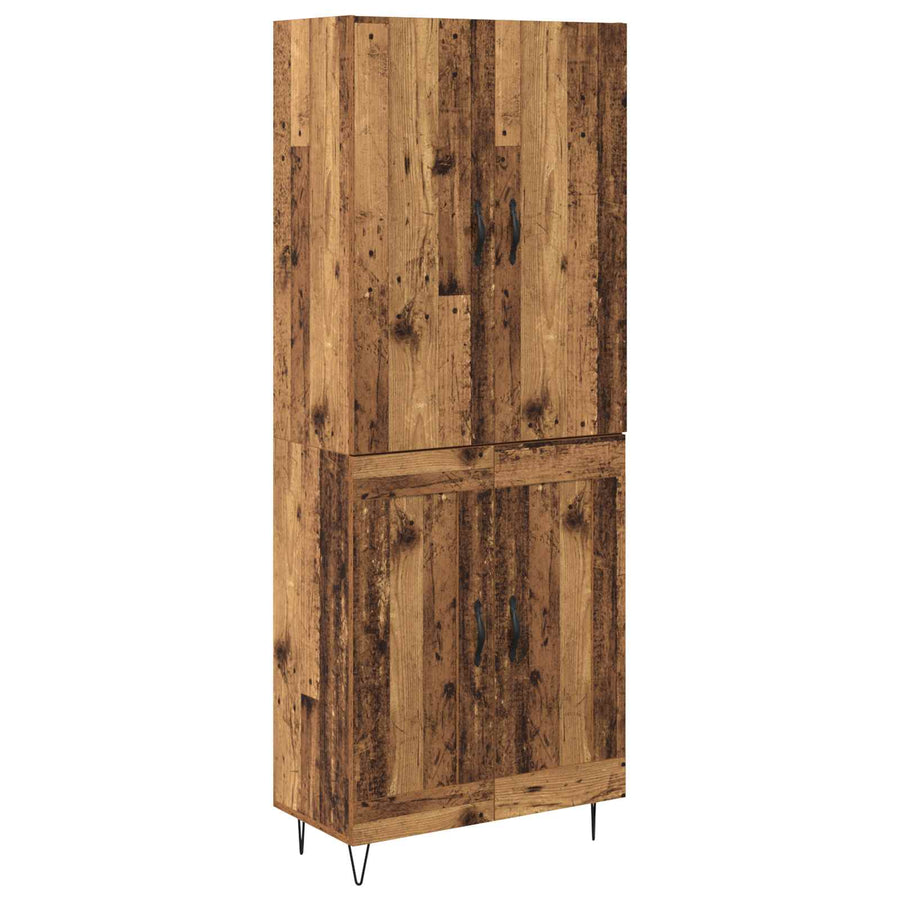 Hoge kast 2 pcs Oudhout Geëngineerd hout en glas