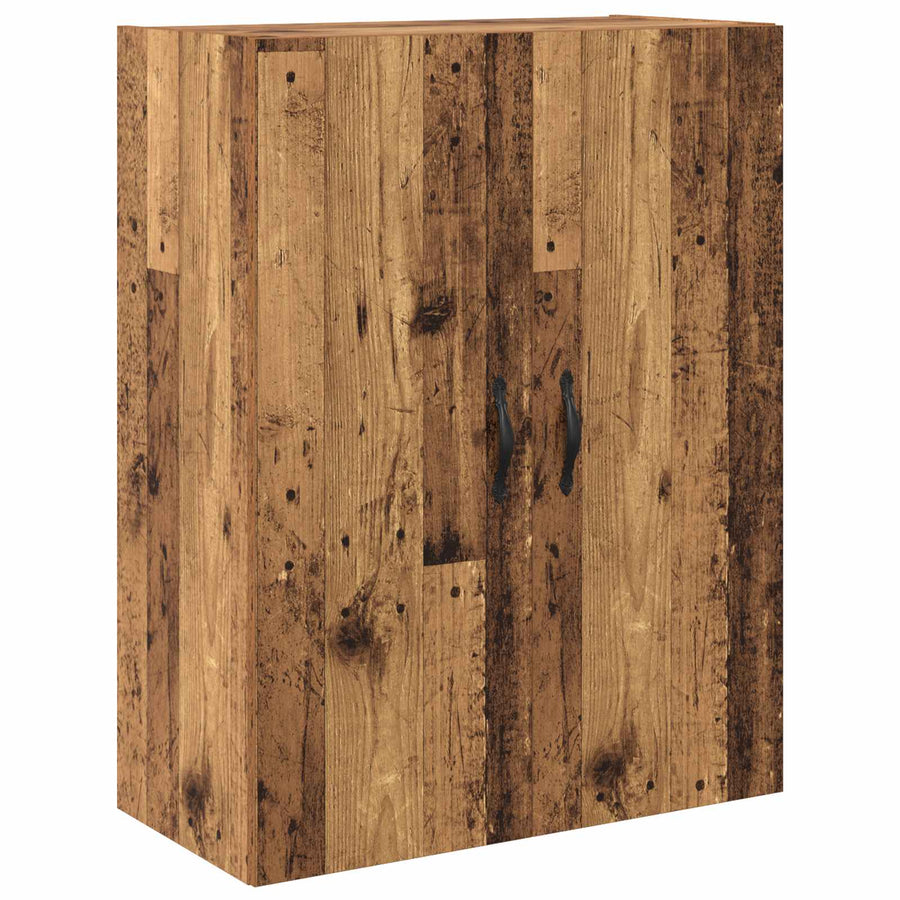 Hoge kast 2 pcs Oudhout Geëngineerd hout en glas