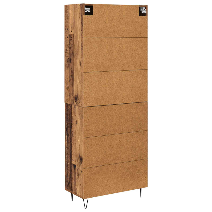 Hoge kast 2 pcs Oudhout Geëngineerd hout en glas