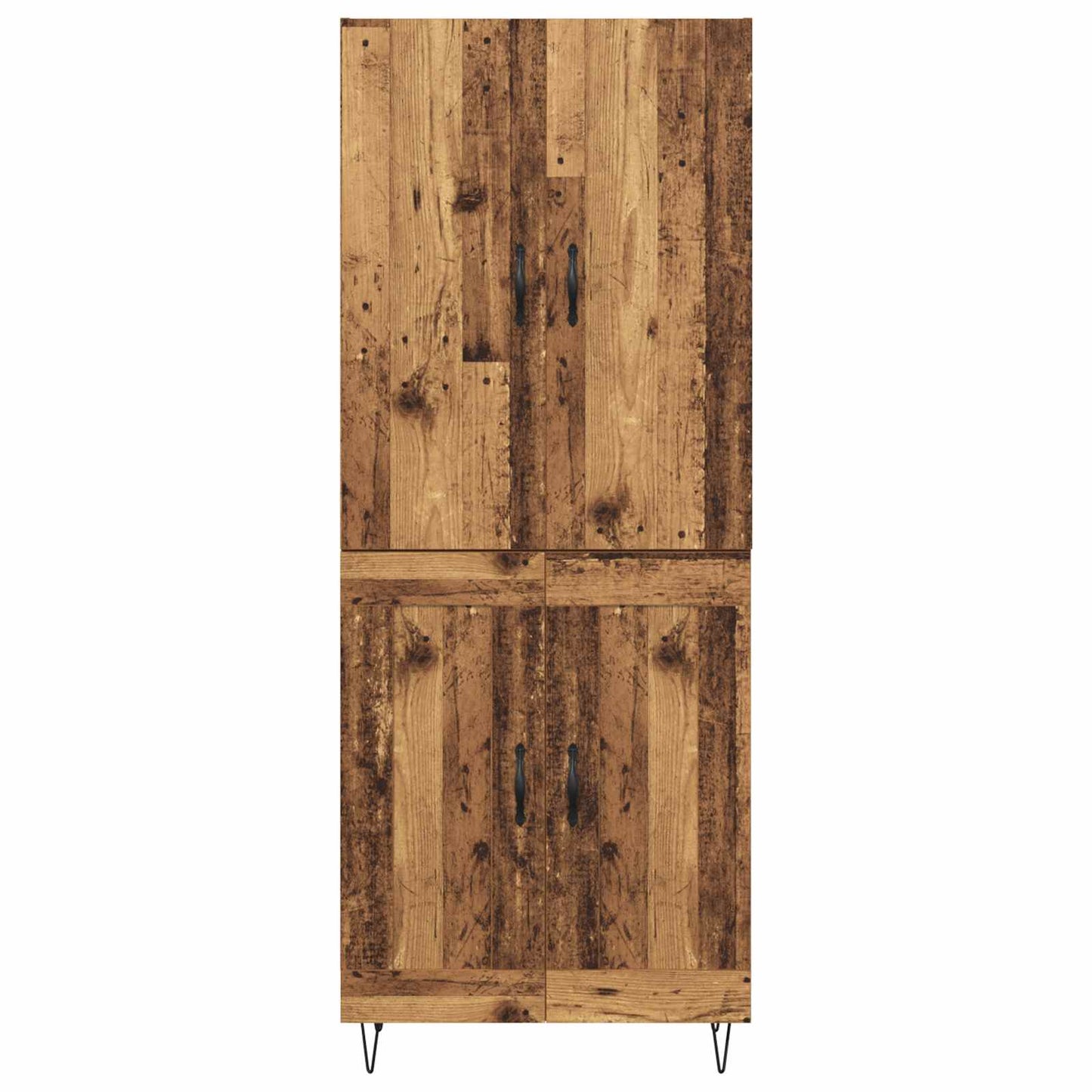 Hoge kast 2 pcs Oudhout Geëngineerd hout en glas