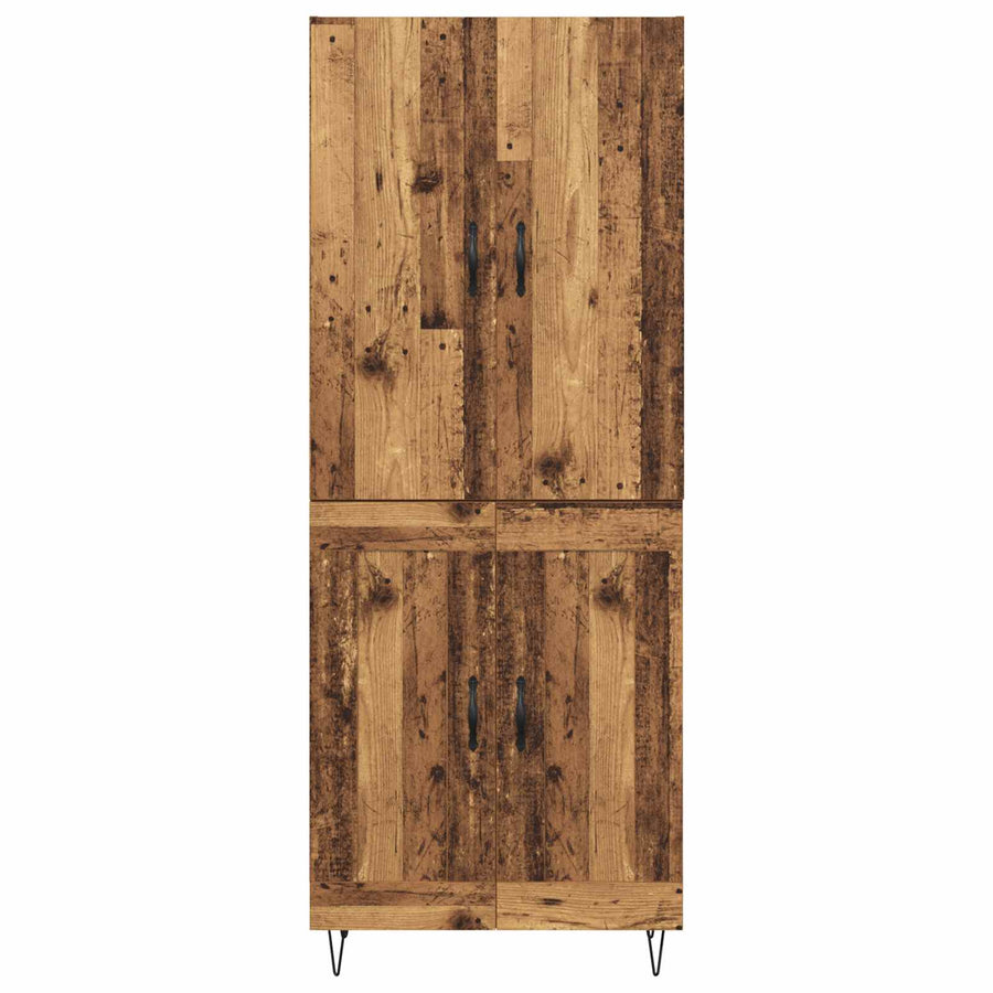 Hoge kast 2 pcs Oudhout Geëngineerd hout en glas