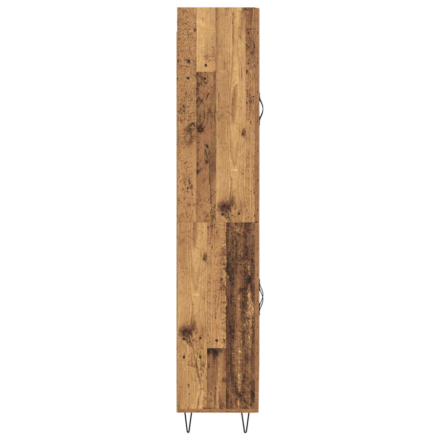 Hoge kast 2 pcs Oudhout Geëngineerd hout en glas