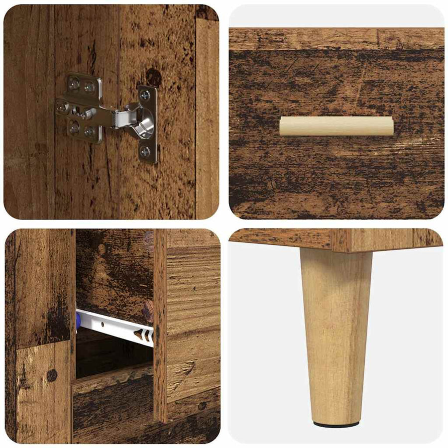 Hoge kast met lade Oud Hout 69,5 x 34 x 180 cm Bewerkt hout