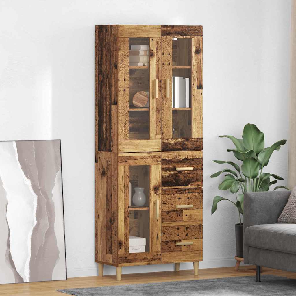 Hoge kast met lade Oud Hout 69,5 x 34 x 180 cm Bewerkt hout