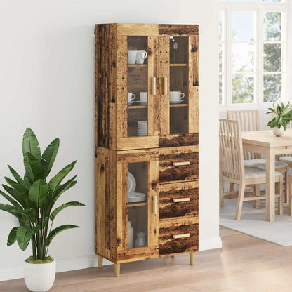Hoge kast met lade Oud Hout 69,5 x 34 x 180 cm Bewerkt hout