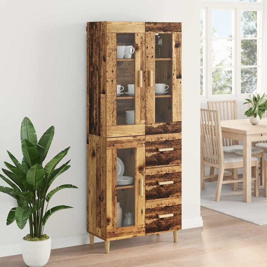 Hoge kast met lade Oud Hout 69,5 x 34 x 180 cm Bewerkt hout