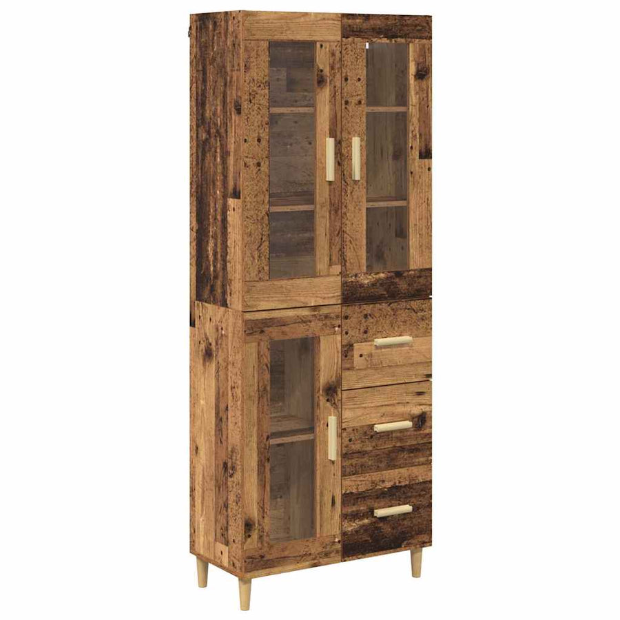 Hoge kast met lade Oud Hout 69,5 x 34 x 180 cm Bewerkt hout
