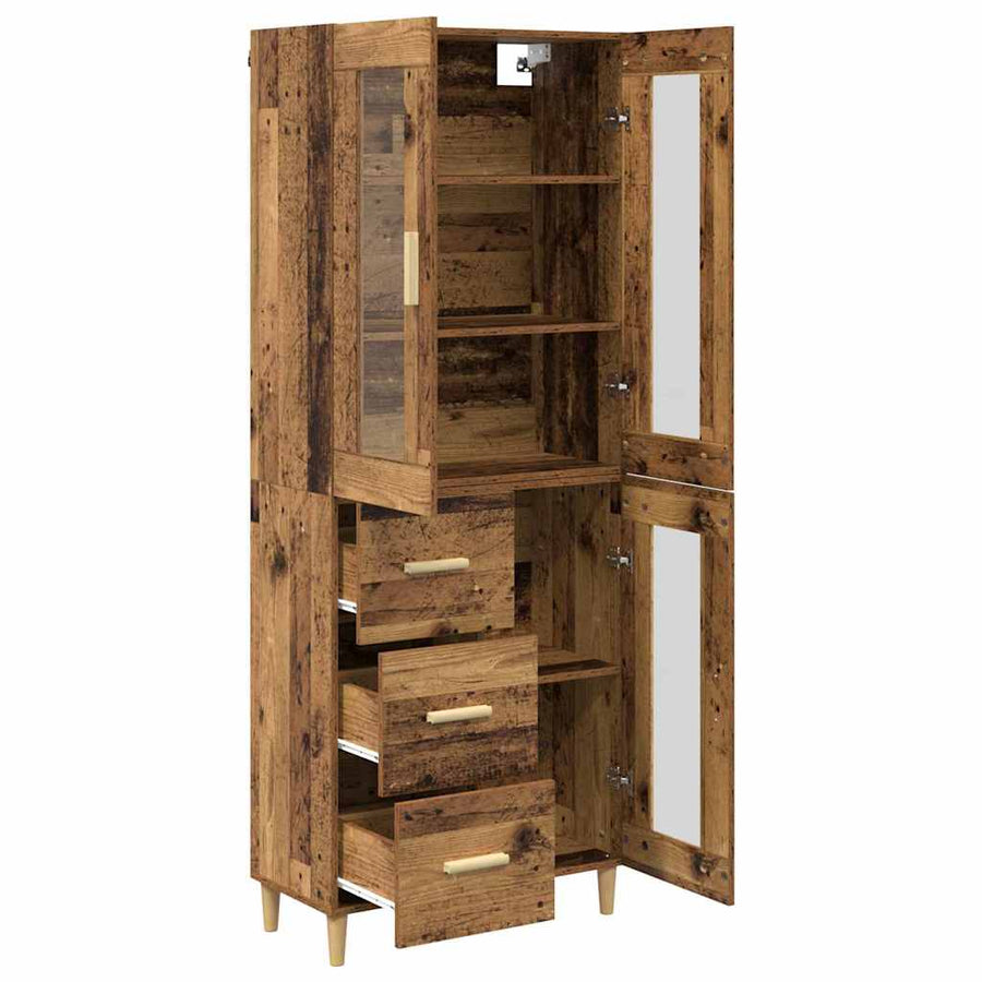 Hoge kast met lade Oud Hout 69,5 x 34 x 180 cm Bewerkt hout