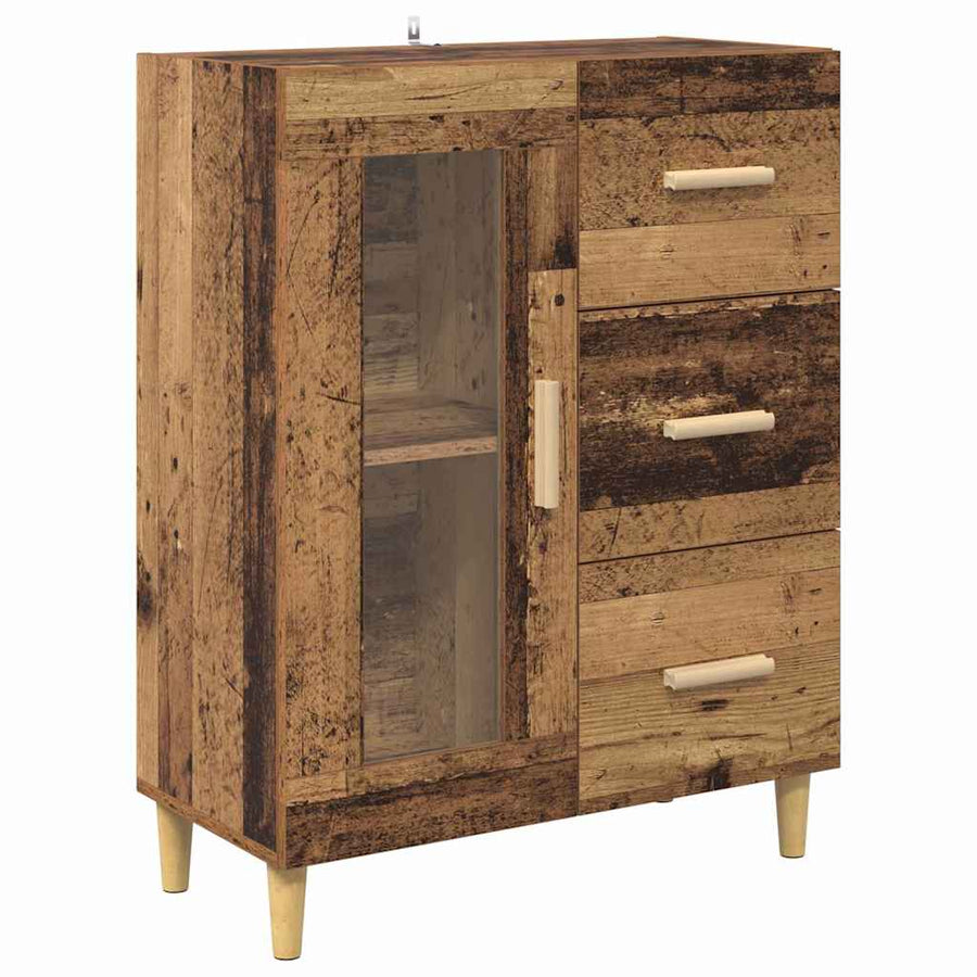 Hoge kast met lade Oud Hout 69,5 x 34 x 180 cm Bewerkt hout