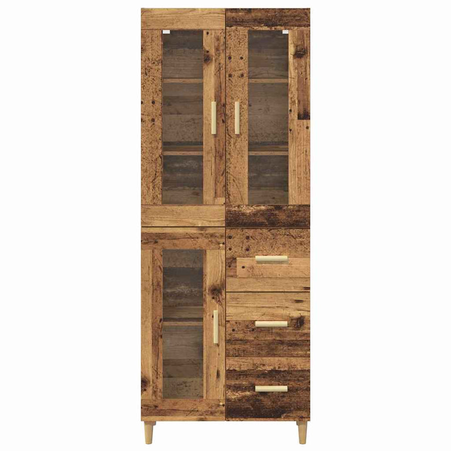 Hoge kast met lade Oud Hout 69,5 x 34 x 180 cm Bewerkt hout