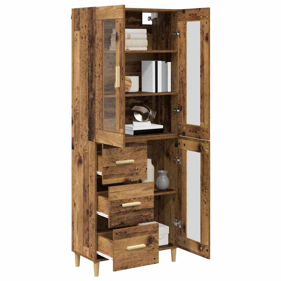 Hoge kast met lade Oud Hout 69,5 x 34 x 180 cm Bewerkt hout