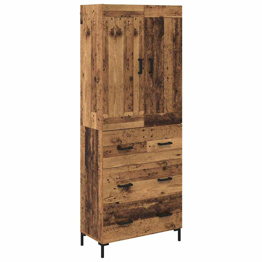 Highboard met lade Oud Hout 69,5 x 34 x 180 cm Bewerkt hout